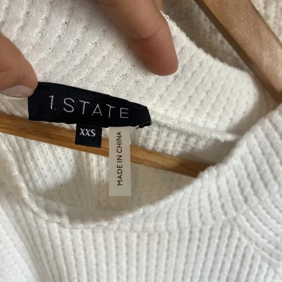 1. state Cut Out Ribbed Sweater Womens XXS Ivory tops - Picture 2 of 7